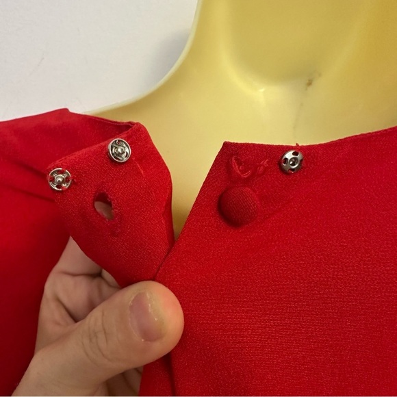 Vintage Maggy London by Jeannene Booher Red Ruched Cocktail Dress - Picture 7 of 10